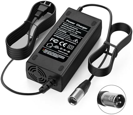 Cargador de 24V 5A con conector XLR de 3 pines para sillas de ruedas Lakematic, Pride Mobility, Jazzy, Shoprider, Drive Medical y Golden - imagen 1
