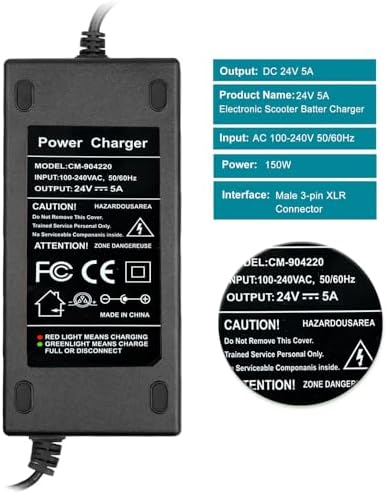 Cargador de 24V 5A con conector XLR de 3 pines para sillas de ruedas Lakematic, Pride Mobility, Jazzy, Shoprider, Drive Medical y Golden - imagen 6