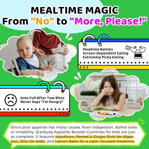 Gomitas Q'ankyaq para Aumento de Apetito para Niños de 2 Años en Adelante, Suplementos Veganos Sin Azúcar, 60 Gomitas - imagen 3