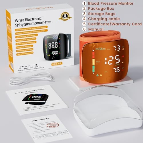 Monitor de Presión Arterial de Muñeca con Pantalla Táctil LED - Manguito Ajustable de 5.1 a 9.3 pulgadas, Recargable, Memoria de 99x2 Lecturas y - imagen 6