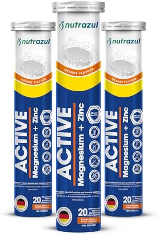 Tabletas Efervescentes Nutrazul de Magnesio y Zinc, 300mg Magnesio, 10mg Zinc, Sabor Naranja, 60 Tabletas para Función Muscular y Balance - imagen 1