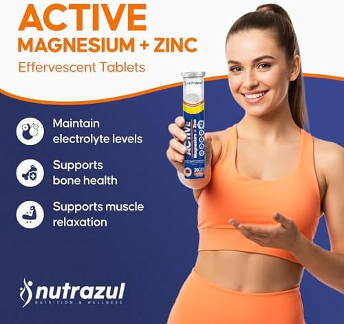 Tabletas Efervescentes Nutrazul de Magnesio y Zinc, 300mg Magnesio, 10mg Zinc, Sabor Naranja, 60 Tabletas para Función Muscular y Balance - imagen 2