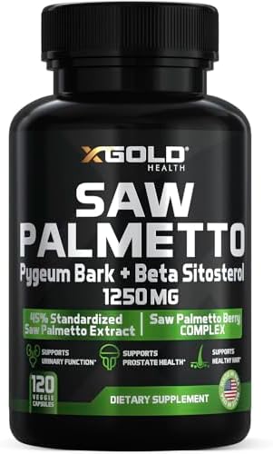 X Gold Health Complejo de Saw Palmetto para Hombres 1250mg – Soporte Prostático y Urinario con Beta Sitosterol y Corteza de Pygeum – Bloqueador de - imagen 1