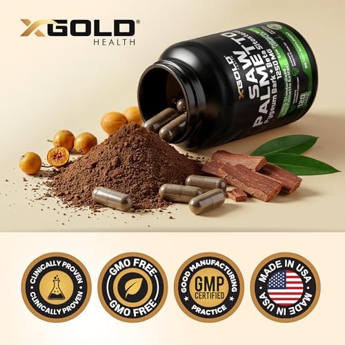 X Gold Health Complejo de Saw Palmetto para Hombres 1250mg – Soporte Prostático y Urinario con Beta Sitosterol y Corteza de Pygeum – Bloqueador de - imagen 6