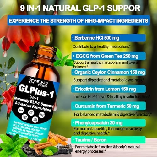 Suplemento de Soporte Metabólico GLP-1, Fórmula Natural 9 en 1 para Mujeres y Hombres, Líquido Oral Diario GLP1 con Berberina y Canela Ceylon丨Apoya - imagen 2