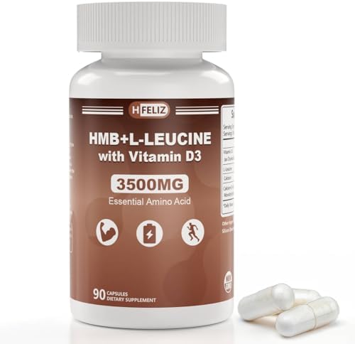 Suplemento HFELIZ HMB y Leucina, 3500mg L-Leucina HMB con Vitamina D3, Aminoácidos BCAA para Hombres, Vegano, Sin Gluten, 90 Cápsulas - imagen 1