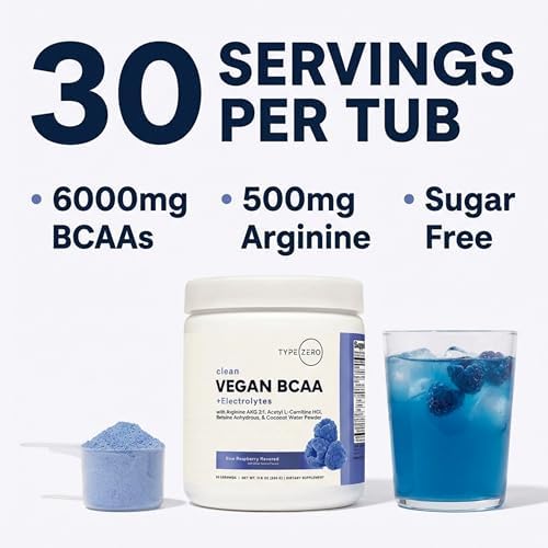 Type Zero Ultra Clean Polvo Vegano de BCAA + Electrolitos (Frambuesa Azul | 6G) 2:1:1 Sin Azúcar/Sin Sucralosa - Suplemento de Aminoácidos Vegano, 30 - imagen 5