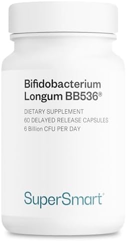 Suplemento de Probióticos y Prebióticos Supersmart Bifidobacterium Longum (BB536) 6 Mil Millones CFU al Día - 60 Cápsulas DR Sin GMO y Sin Gluten - imagen 1