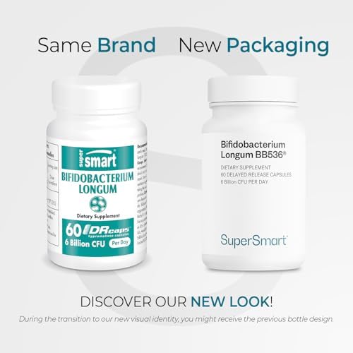 Suplemento de Probióticos y Prebióticos Supersmart Bifidobacterium Longum (BB536) 6 Mil Millones CFU al Día - 60 Cápsulas DR Sin GMO y Sin Gluten - imagen 2