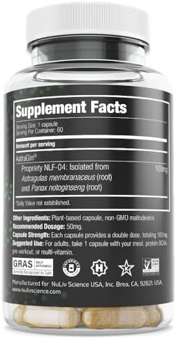 Nuliv Science AstraGin - Potenciador de máxima biodisponibilidad para suplementos pre-entrenamiento, BCAA y proteína en polvo - imagen 4