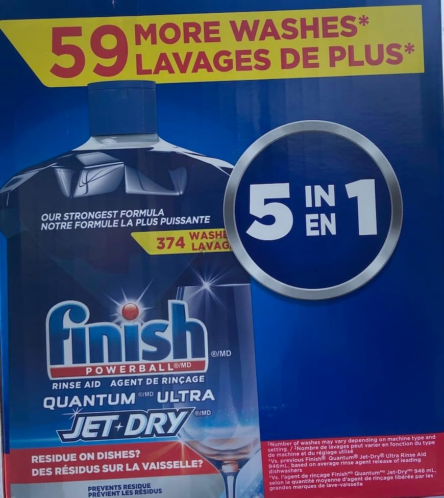 Finish Quantum Ultra Jet Dry, Ayuda para Enjuagar, 374 Lavados, 1.12 L - imagen 2