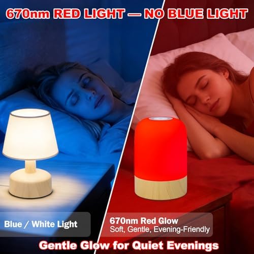 Lámpara de Noche Aoife 670nm con Luz Roja, 4 Modos de Color, 10 Niveles de Brillo, Control Táctil y Remoto, Temporizador, Iluminación Ambiental para - imagen 2