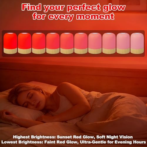 Lámpara de Noche Aoife 670nm con Luz Roja, 4 Modos de Color, 10 Niveles de Brillo, Control Táctil y Remoto, Temporizador, Iluminación Ambiental para - imagen 3