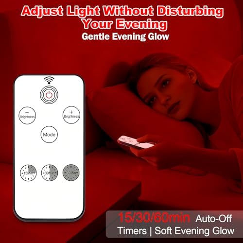 Lámpara de Noche Aoife 670nm con Luz Roja, 4 Modos de Color, 10 Niveles de Brillo, Control Táctil y Remoto, Temporizador, Iluminación Ambiental para - imagen 5