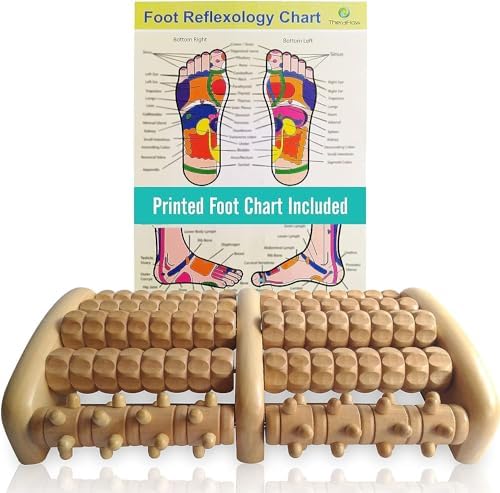Masajeador de pies de madera TheraFlow para neuropatía, dolor en el talón y alivio de fascitis plantar | Masaje de tejido profundo y relajación | - imagen 1
