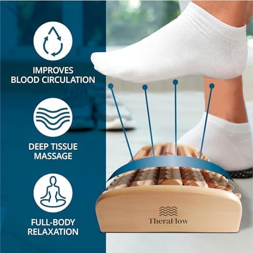 Masajeador de pies de madera TheraFlow para neuropatía, dolor en el talón y alivio de fascitis plantar | Masaje de tejido profundo y relajación | - imagen 3