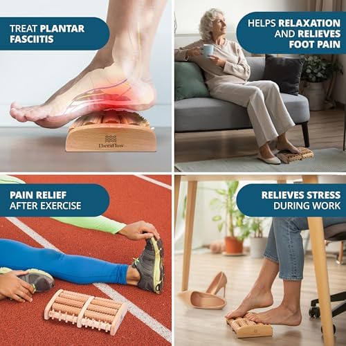Masajeador de pies de madera TheraFlow para neuropatía, dolor en el talón y alivio de fascitis plantar | Masaje de tejido profundo y relajación | - imagen 4