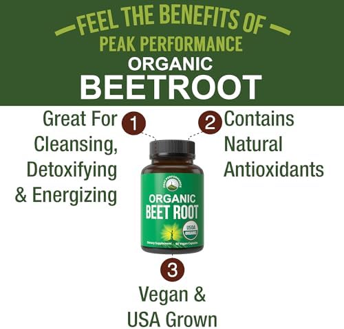 Cápsulas Veganas de Raíz de Betabel Orgánica USDA. Suplemento de Polifenoles 1200 mg para Energía y Vitalidad. - imagen 2
