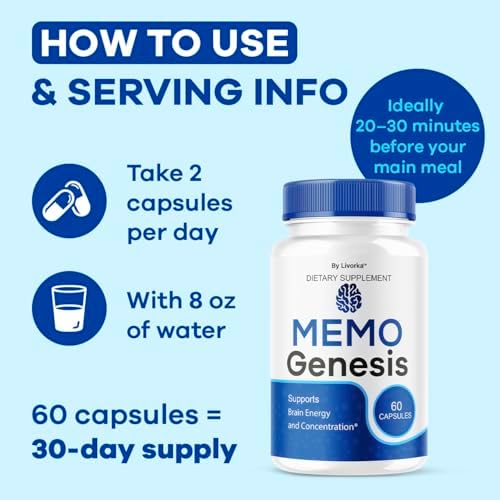 Cápsulas Memo Genesis - Suplemento Natural para la Salud Cerebral, 60 Cápsulas para 1 Mes, Apoyo Cognitivo y Enfoque Claro - imagen 4