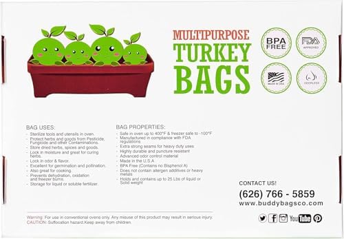 Bolsas para Horno de Pavo Multipropósito Buddy Bags Co - Hechas en EE. UU. - 19 x 24.5 - Paquete de 25 - imagen 3