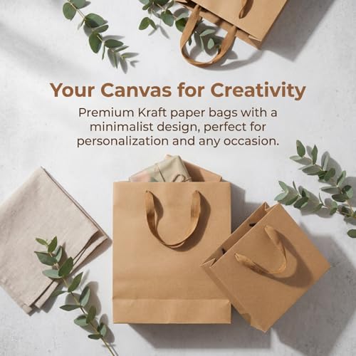Bolsas de Regalo de Kraft Marrón Lyellfe, 45 Piezas, Resistentes con Asa, Bolsas de Compras Recicladas para San Valentín, Cumpleaños y Bodas - imagen 6