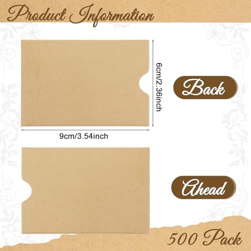 Paquete de 500 Sobres para Tarjetas de Regalo 2.4 x 3.5 Pulgadas, Fundas de Papel para Tarjetas de Crédito y Llaves (Marrón) - imagen 5