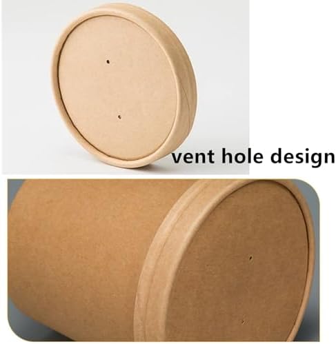 Zentriqlla 60 Piezas de Contenedores de Papel Kraft de 12 oz con Tapa, Vasos Desechables para Sopa y Helado, Apto para Microondas y Congelador, Ideal - imagen 3