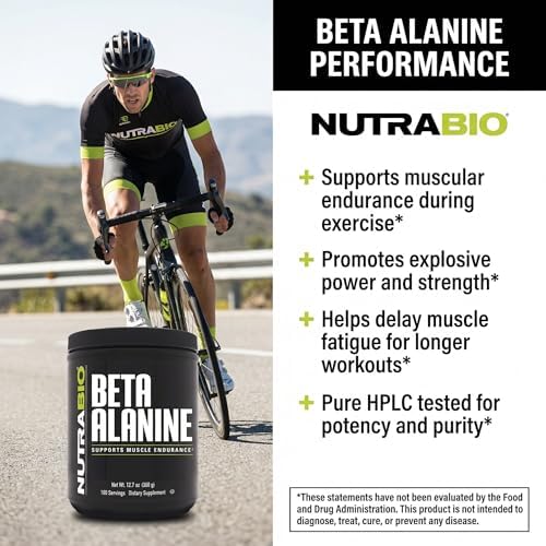 Suplemento Pre-Entreno NutraBio Beta Alanina - Polvo de Beta Alanina - 360g - imagen 4