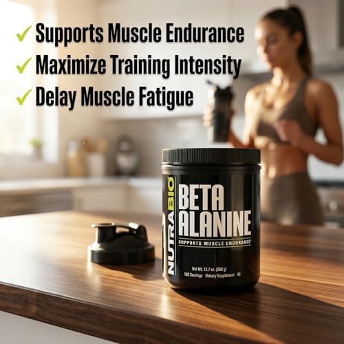 Suplemento Pre-Entreno NutraBio Beta Alanina - Polvo de Beta Alanina - 360g - imagen 5