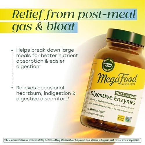 MegaFood Enzimas Digestivas de Doble Acción para Hombres y Mujeres - Alivio de Gas y Hinchazón - Apoya la Absorción de Nutrientes - Vegano, Sin - imagen 3