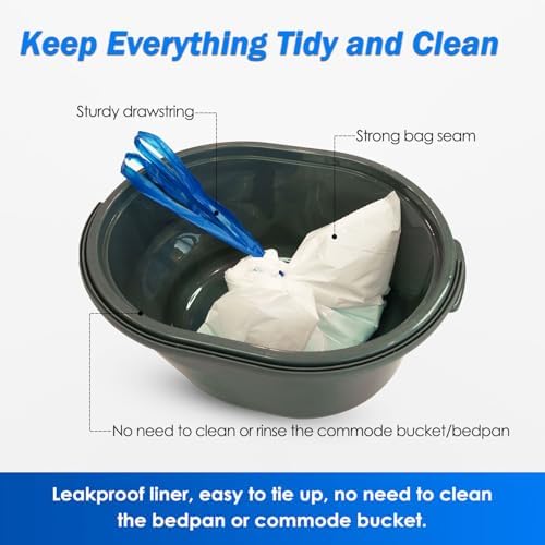 Forro desechable para orinal HygiCare con almohadilla absorbente, 60 bolsas + 60 almohadillas, forros médicos pre-separados, a prueba de fugas, fácil - imagen 6