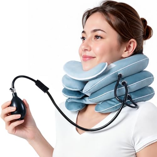 Dispositivo de tracción cervical Babaka para alivio instantáneo del dolor de cuello, inflable y ajustable, soporte para el cuello, almohada para - imagen 1