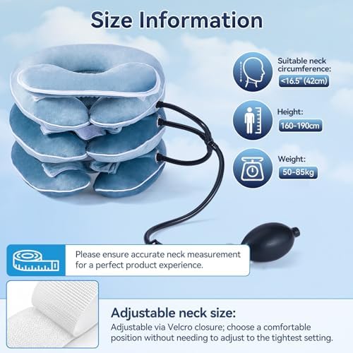 Dispositivo de tracción cervical Babaka para alivio instantáneo del dolor de cuello, inflable y ajustable, soporte para el cuello, almohada para - imagen 8