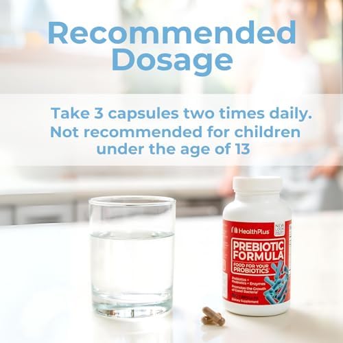 Health Plus Fórmula Prebiótica - Probióticos + Prebióticos + Enzimas Digestivas - Sin Gluten, Sin Lácteos, Ingredientes Herbales Naturales (180 - imagen 4