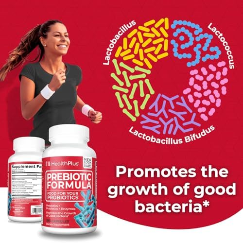 Health Plus Fórmula Prebiótica - Probióticos + Prebióticos + Enzimas Digestivas - Sin Gluten, Sin Lácteos, Ingredientes Herbales Naturales (180 - imagen 6