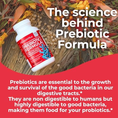 Health Plus Fórmula Prebiótica - Probióticos + Prebióticos + Enzimas Digestivas - Sin Gluten, Sin Lácteos, Ingredientes Herbales Naturales (180 - imagen 7