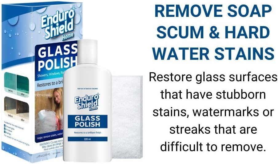 Pulidor de Cristales para Puertas de Ducha EnduroShield – Removedor de Manchas de Agua y Cal – Elimina Jabón, Sarro y Más – 7.4 fl oz - imagen 3