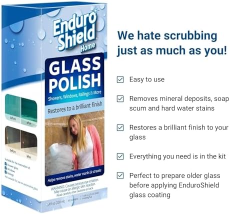 Pulidor de Cristales para Puertas de Ducha EnduroShield – Removedor de Manchas de Agua y Cal – Elimina Jabón, Sarro y Más – 7.4 fl oz - imagen 4