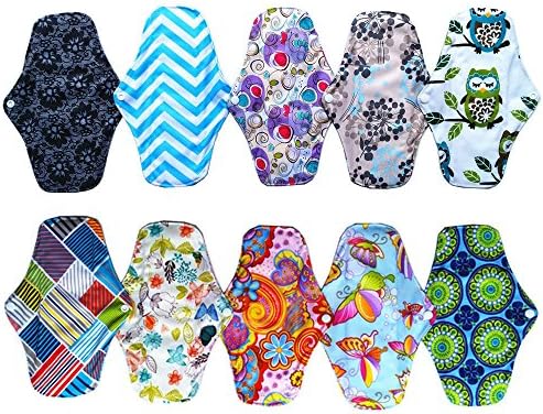 Paquete de 10 Piezas de Almohadillas Menstruales Reutilizables y Lavables de 10 Pulgadas - imagen 2