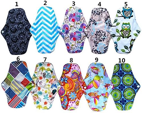 Paquete de 10 Piezas de Almohadillas Menstruales Reutilizables y Lavables de 10 Pulgadas - imagen 4