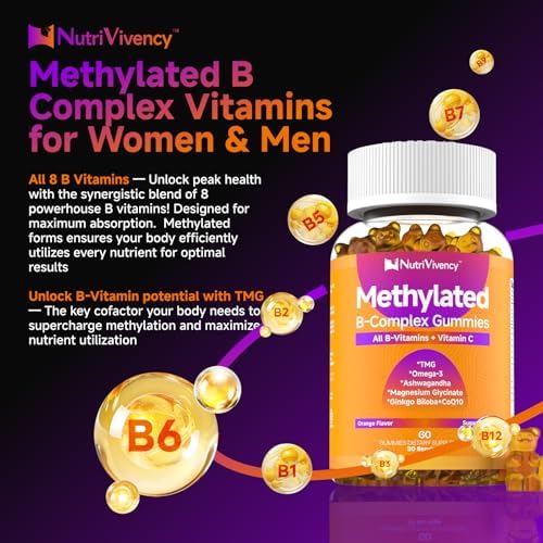 Gomitas de Complejo de Vitaminas B Metiladas, Todas las Vitaminas B para Hombres y Mujeres, con Omega-3, Ashwagandha, Magnesio, Vitamina C, CoQ10 y - imagen 5