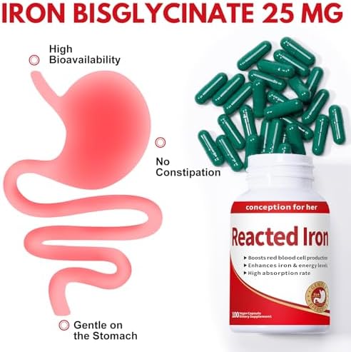 Hierro Reactivo - Hierro 30mg (Bisglicinato Ferroso 325mg) para Apoyo a Glóbulos Rojos y Energía - Combate Anemia y Fatiga - Sin Estreñimiento - 100 - imagen 4