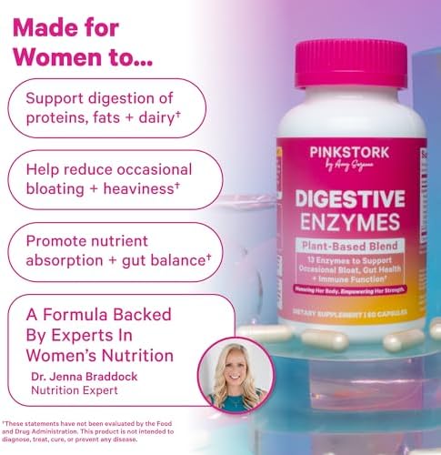 Digestive Enzymes Pink Stork para Mujeres | Apoya la Digestión, Salud Intestinal, Alivio de Inflamación, Metabolismo + Absorción de Nutrientes | - imagen 3