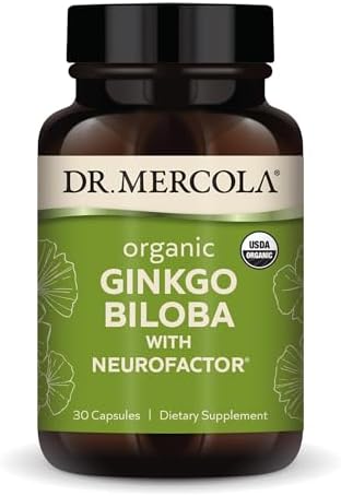 Dr. Mercola Ginkgo Biloba Orgánico con NeuroFactor - Apoya la Salud Cerebral - Extracto Estandarizado de Hoja de Ginkgo - 30 Cápsulas - imagen 1