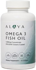 Alaya Naturals - Aceite de Pescado Omega 3, 1000 mcg, 60 Cápsulas Blandas, No GMO, Sin Sabor a Pescado - imagen 1