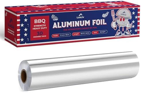 Rollo de Papel Aluminio Resistente de 30 Micrones – 12 pulgadas de ancho x 150 pies de largo, 150 pies cuadrados – Grado BBQ y Extra Grueso, Ideal - imagen 1