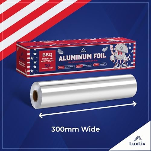 Rollo de Papel Aluminio Resistente de 30 Micrones – 12 pulgadas de ancho x 150 pies de largo, 150 pies cuadrados – Grado BBQ y Extra Grueso, Ideal - imagen 3