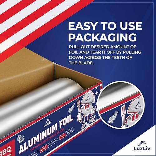 Rollo de Papel Aluminio Resistente de 30 Micrones – 12 pulgadas de ancho x 150 pies de largo, 150 pies cuadrados – Grado BBQ y Extra Grueso, Ideal - imagen 6