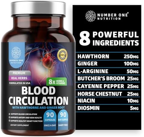 Suplemento Premium para la Circulación Sanguínea Number One Nutrition para Hombres y Mujeres [8 Hierbas y Vitaminas Poderosas] 90 Cápsulas Naturales - imagen 1
