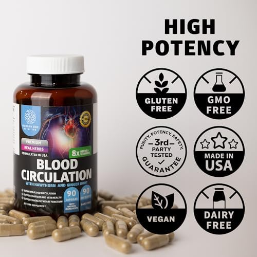 Suplemento Premium para la Circulación Sanguínea Number One Nutrition para Hombres y Mujeres [8 Hierbas y Vitaminas Poderosas] 90 Cápsulas Naturales - imagen 7